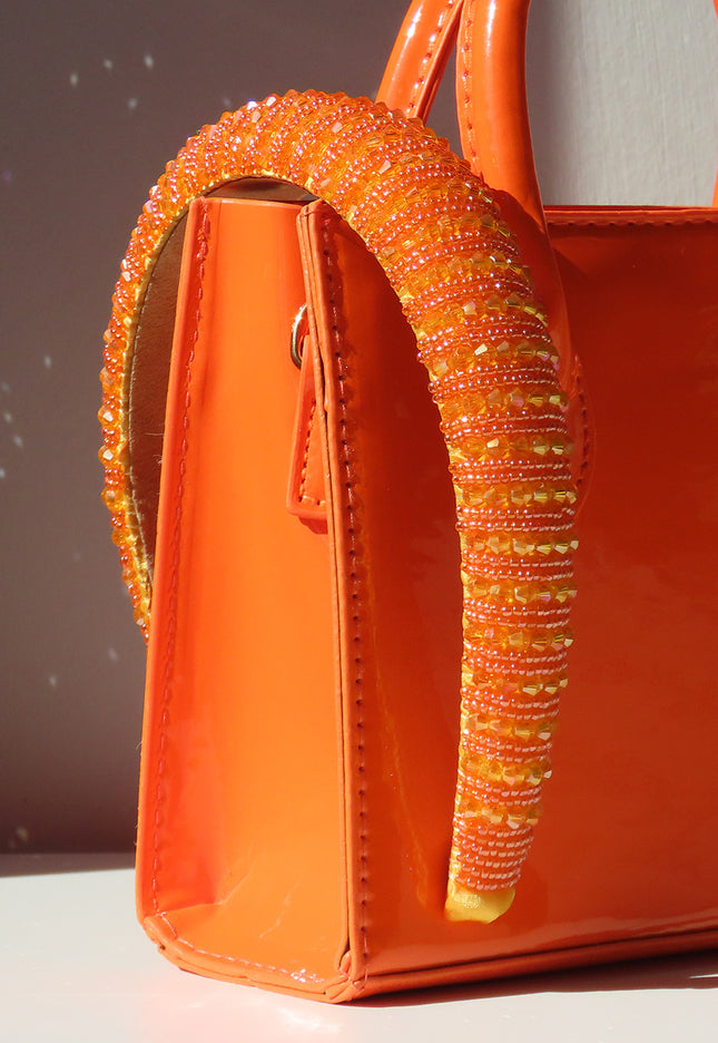 ORANJE-F Oranje Haarband met Kraaltjes