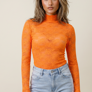 ORANJE-F Oranje Kanten Top met Col