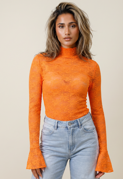 ORANJE-F Oranje Kanten Top met Col
