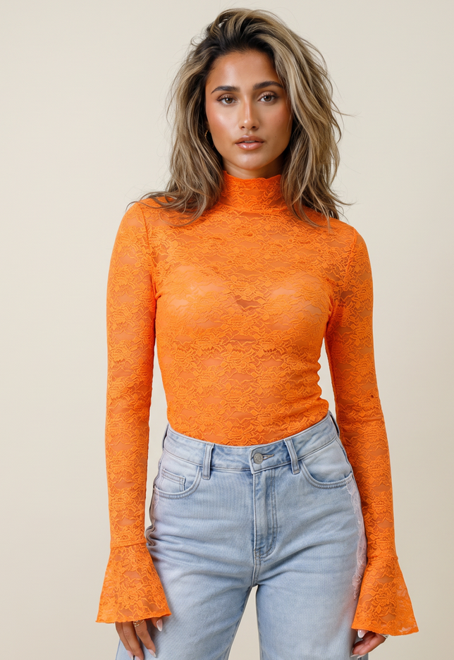 ORANJE-F Oranje Kanten Top met Col
