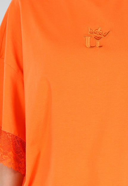 ORANJE-F Oranje Oversized T-Shirt met Kant