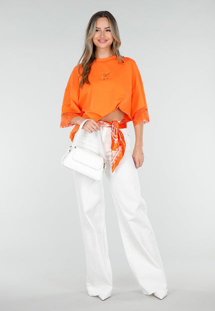 ORANJE-F Oranje Oversized T-Shirt met Kant