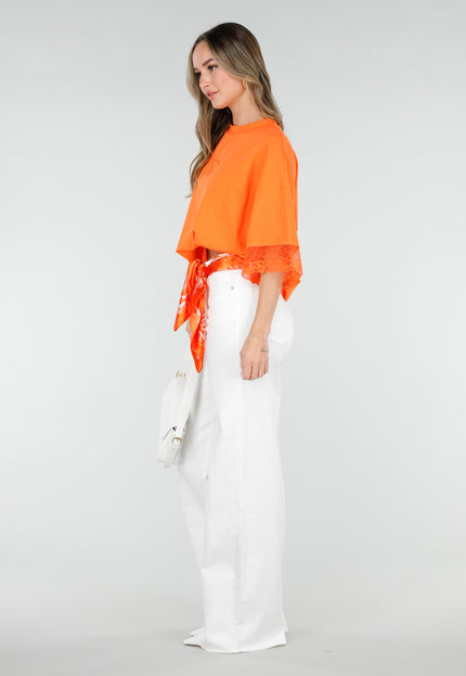 ORANJE-F Oranje Oversized T-Shirt met Kant