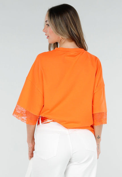 ORANJE-F Oranje Oversized T-Shirt met Kant