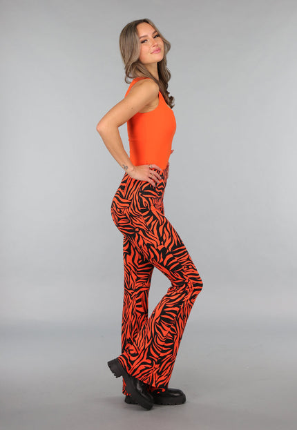 ORANJE-F Oranje Top met Vierkant Uitgesneden Hals