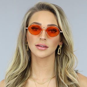ORANJE-F Ovalen Zonnebril met Oranje Glazen