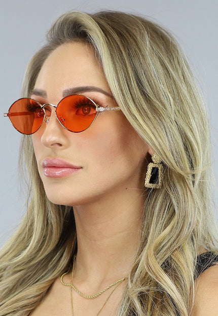 ORANJE-F Ovalen Zonnebril met Oranje Glazen