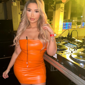 Oranje Lederlook Bandeau Jurk