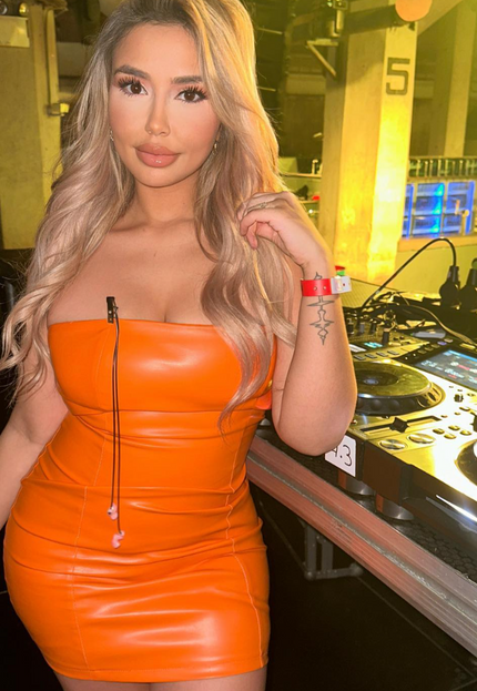 Oranje Lederlook Bandeau Jurk