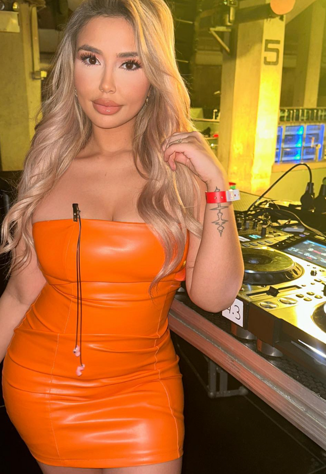 Oranje Lederlook Bandeau Jurk