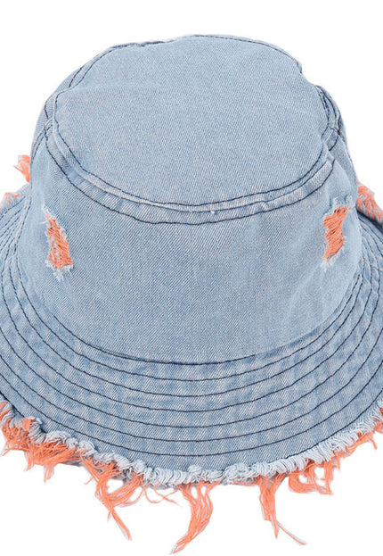 ORANJE-S Denim Bucket Hat met Oranje Details