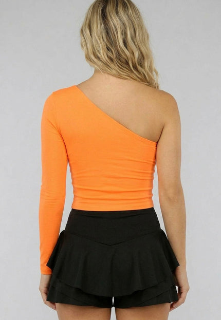 ORANJE-S Neon Oranje One Shoulder Top
