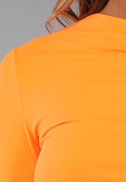 ORANJE-S Oranje Longsleeve Top met Geplooid Effect