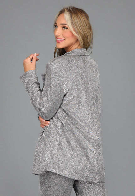 OP=OP.38.R Oversized Zilveren Glitter Blazer