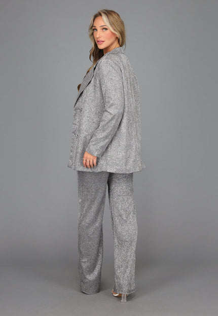 OP=OP.38.R Oversized Zilveren Glitter Blazer