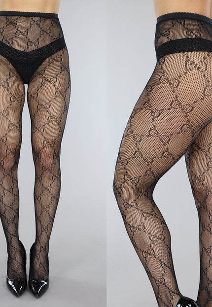 Panty met Kleine Fishnet en GG Print
