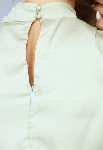 Pastelgroene Satijnen One Shoulder Jurk