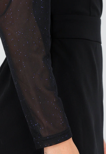 Playsuit met Blauwe Glitter Mesh Mouwen