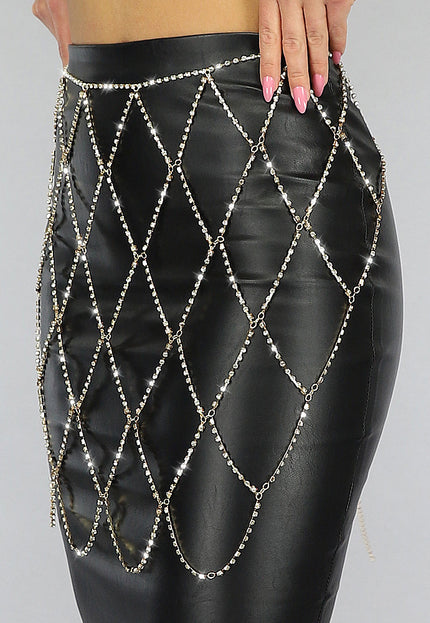 PU Chain Rokje van Strass steentjes