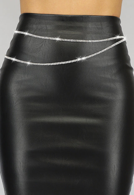 PU Cross bodychain met strass steentjes