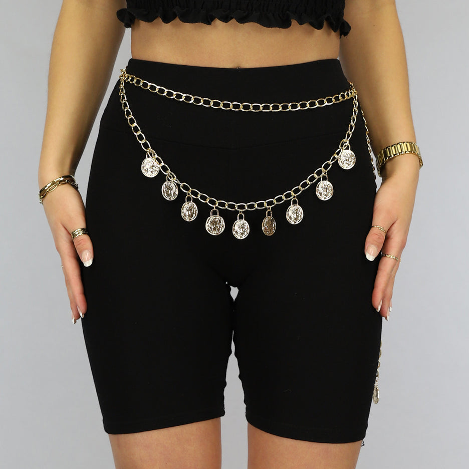 PU Dubbele Bellychain met Coins