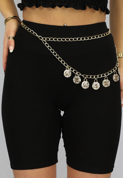 PU Dubbele Bellychain met Coins
