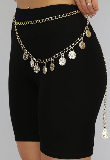 PU Dubbele Bellychain met Coins