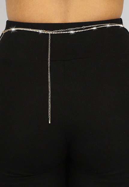 PU Dubbele Buikketting met Steentjes