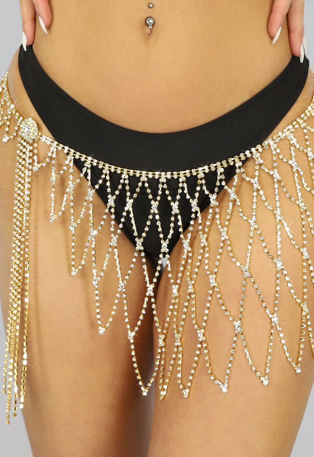 PU Gouden Strass Rok