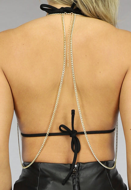 PU Goudkleurige Layered Bodychain met Oorbellen