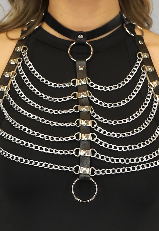 PU Zwarte Harnas Halter Top