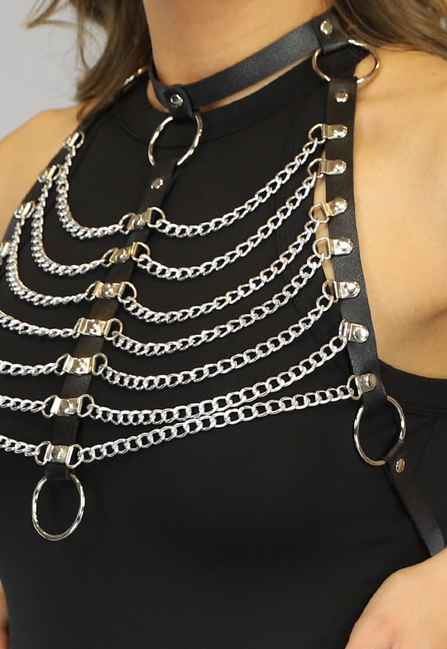 PU Zwarte Harnas Halter Top