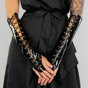 PVC Avondhandschoenen met Veterdetail