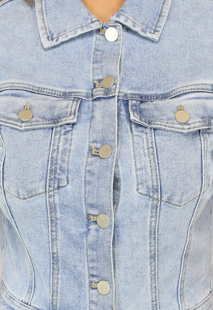 Redial Jeans Blauwe Jeans Jumpsuit met Korte Mouwen