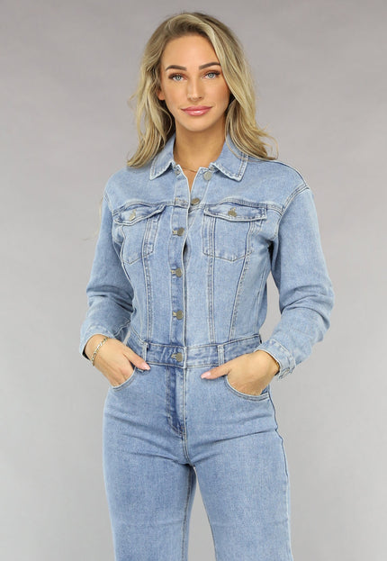 Redial Jeans Blauwe Longsleeve Straight Leg Denim Jumpsuit