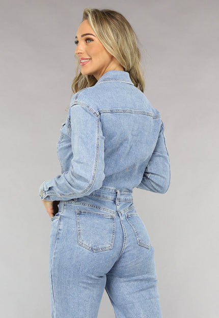 Redial Jeans Blauwe Longsleeve Straight Leg Denim Jumpsuit