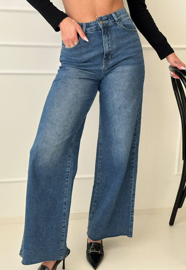 Redial Jeans Blauwe Stretch Wide Leg Jeans