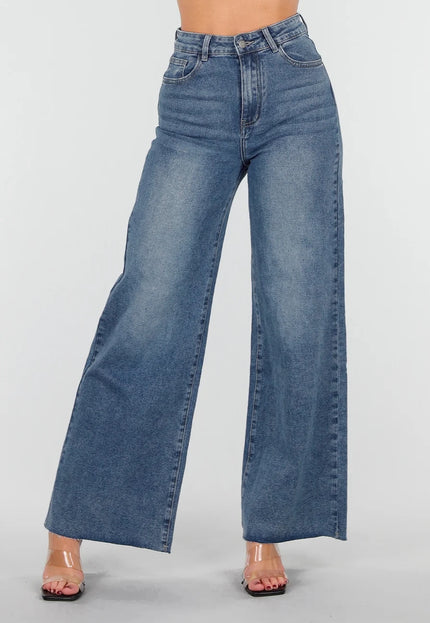 Redial Jeans Blauwe Stretch Wide Leg Jeans