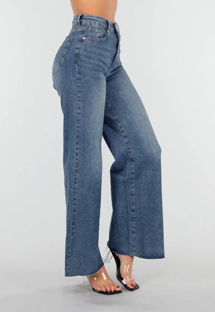 Redial Jeans Blauwe Stretch Wide Leg Jeans