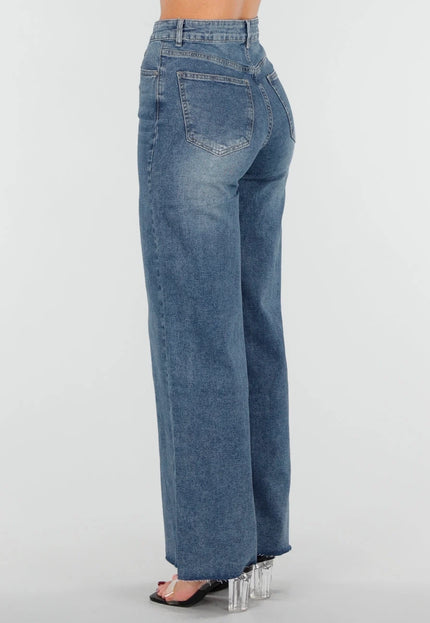 Redial Jeans Blauwe Stretch Wide Leg Jeans
