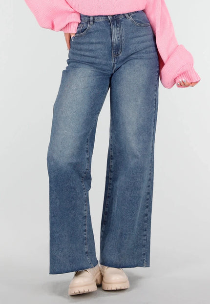 Redial Jeans Blauwe Stretch Wide Leg Jeans
