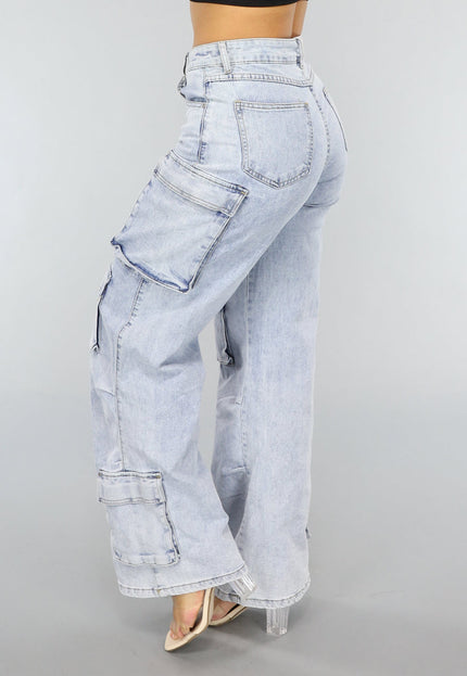 Redial Jeans Blauwe Wide Leg Carpenter Broek