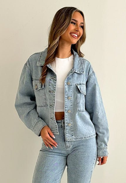 Redial Jeans Denim Blouse met Wassing en Borstzakken