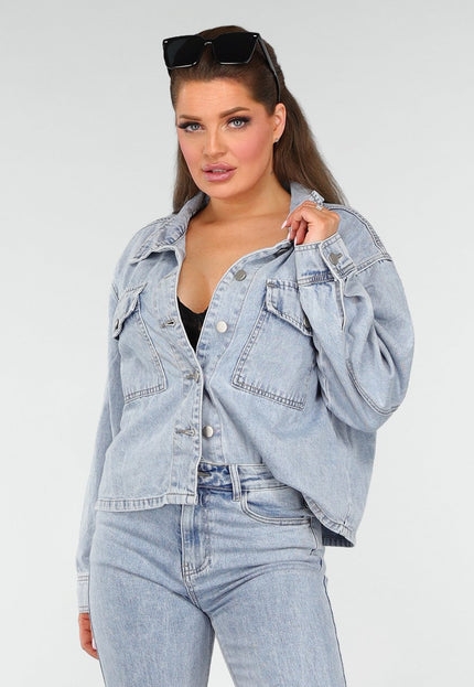 Redial Jeans Denim Blouse met Wassing en Borstzakken
