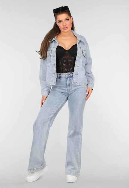 Redial Jeans Denim Blouse met Wassing en Borstzakken