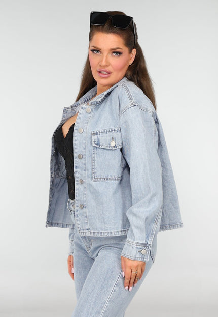Redial Jeans Denim Blouse met Wassing en Borstzakken