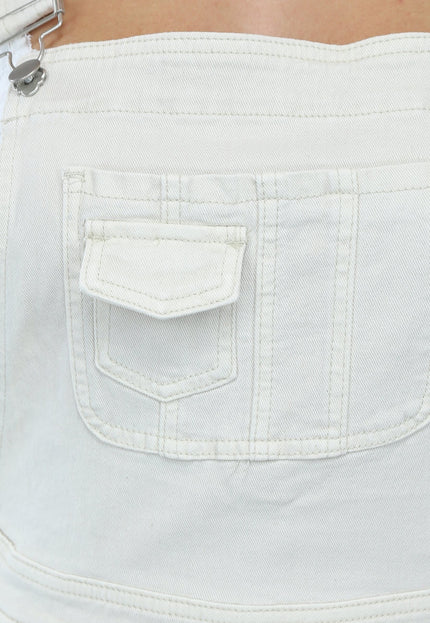 Redial Jeans Denim Overal met Schouderbanden in Beige