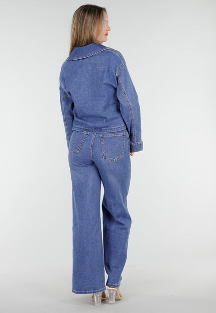 Redial Jeans Denim Top met Halve Rits