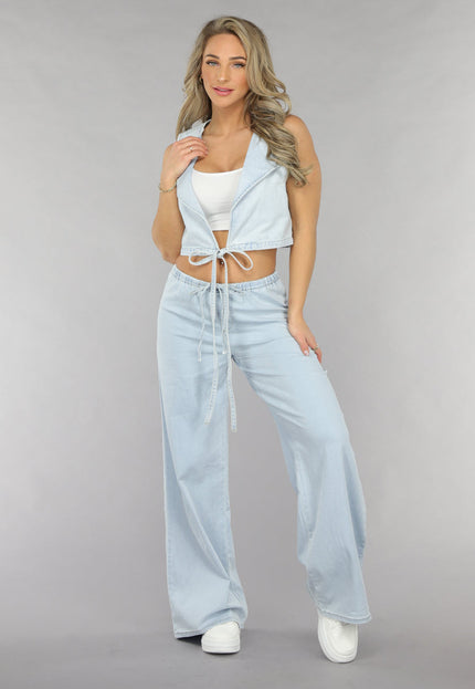 Redial Jeans Denim Wikkel Top met Strikdetail