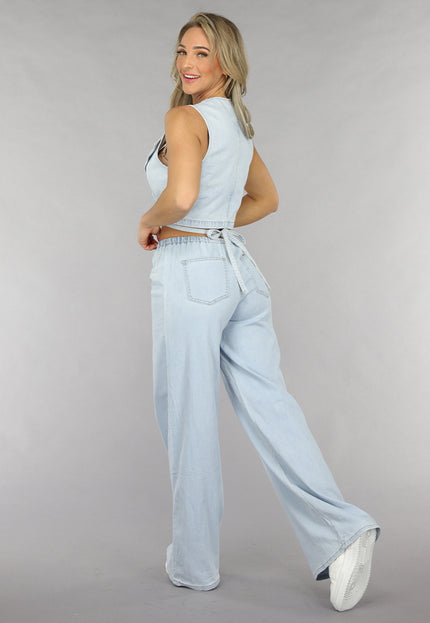 Redial Jeans Denim Wikkel Top met Strikdetail